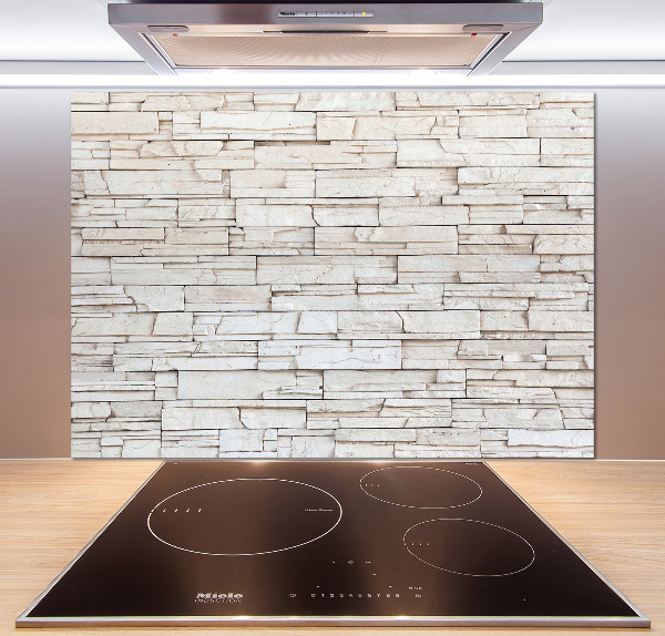 Glazen achterwand keuken Witte stenen muur