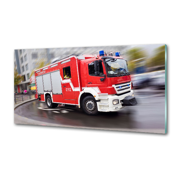 Glazen achterwand keuken Brandweerwagen