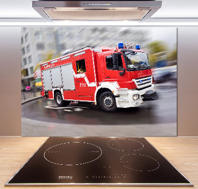 Glazen achterwand keuken Brandweerwagen