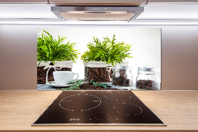 Spatscherm keuken Koffiehuisthema