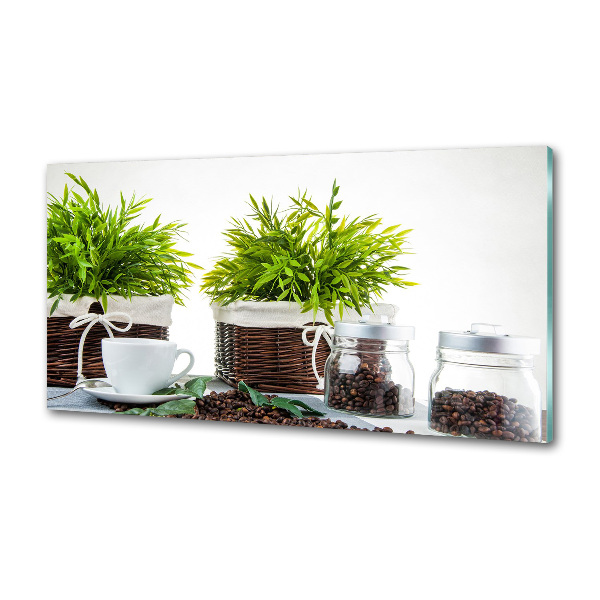 Spatscherm keuken Koffiehuisthema