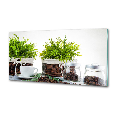 Spatscherm keuken Koffiehuisthema