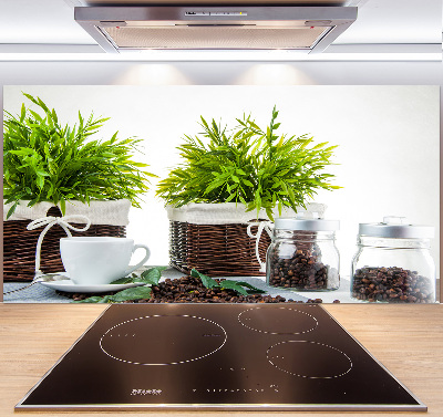 Spatscherm keuken Koffiehuisthema