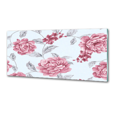 Glazen achterwand keuken Pioenrozen