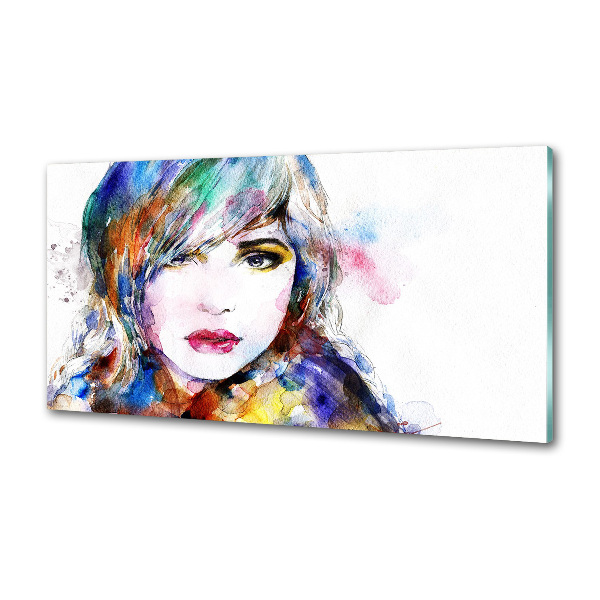 Glazen achterwand keuken Vrouwengezicht