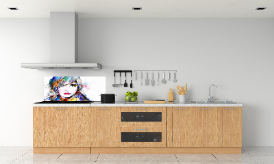 Glazen achterwand keuken Vrouwengezicht