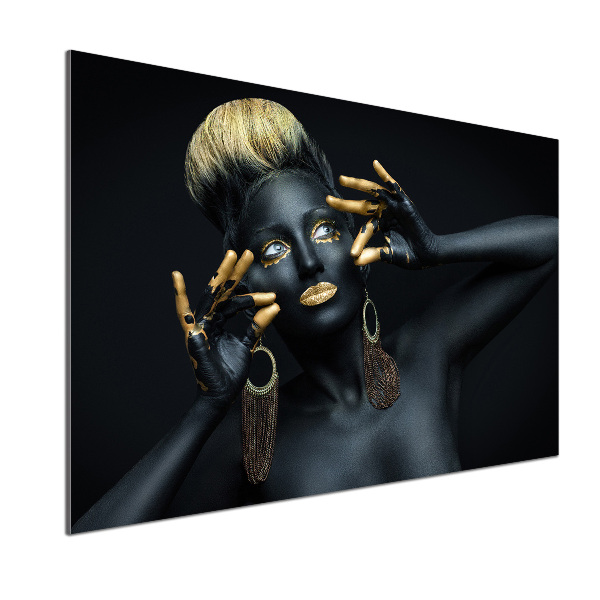 Glazen achterwand keuken Vrouw in het zwart