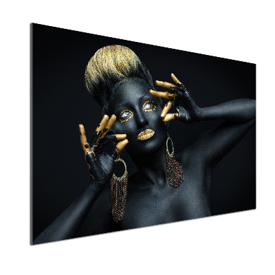 Glazen achterwand keuken Vrouw in het zwart