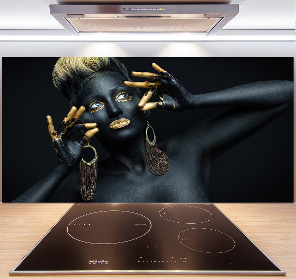 Glazen achterwand keuken Vrouw in het zwart