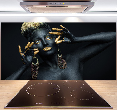 Glazen achterwand keuken Vrouw in het zwart