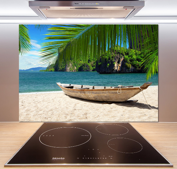 Keuken achterwand Een boot op het strand