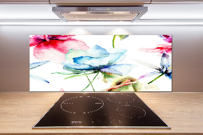 Spatscherm keuken Klaprozen