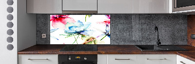 Spatscherm keuken Klaprozen