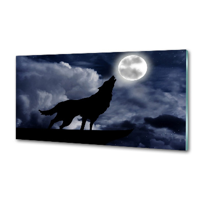 Glazen achterwand keuken De huilende wolf van de volle maan