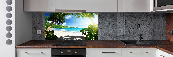 Keuken achterwand strand op de Seychellen