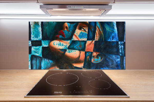 Glazen achterwand keuken Abstracte vrouw