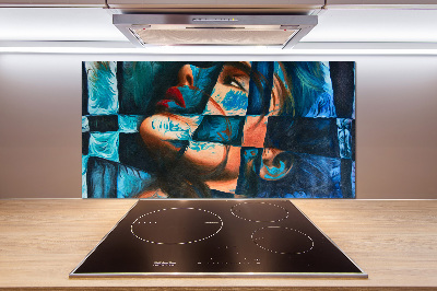Glazen achterwand keuken Abstracte vrouw