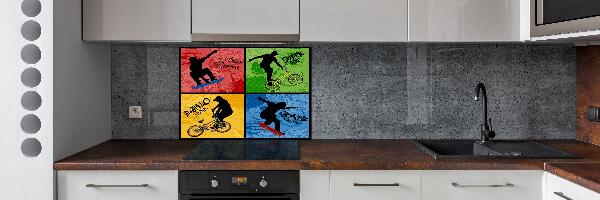 Achterwand keuken Fiets en skateboard