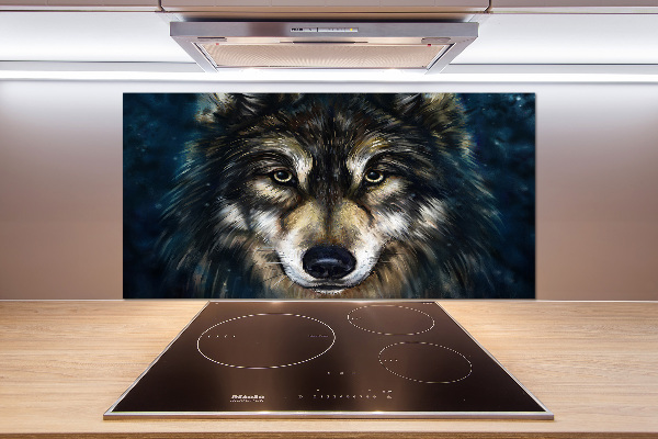 Spatscherm keuken Wolven