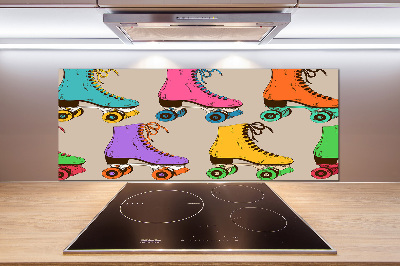 Glazen achterwand keuken Kleurrijke rolschaatsen