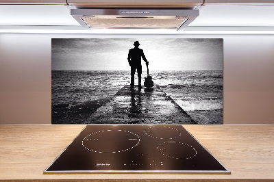 Spatscherm keuken Gitarist op de pier