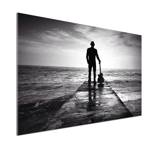 Spatscherm keuken Gitarist op de pier