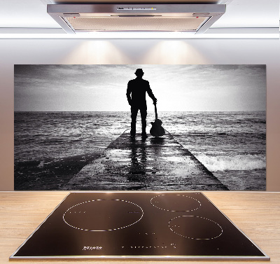 Spatscherm keuken Gitarist op de pier