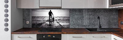 Spatscherm keuken Gitarist op de pier