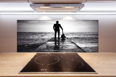 Spatscherm keuken Gitarist op de pier