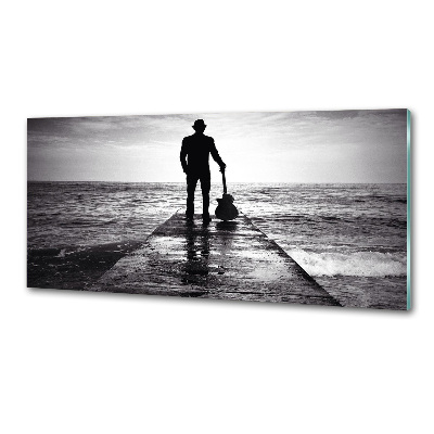 Spatscherm keuken Gitarist op de pier