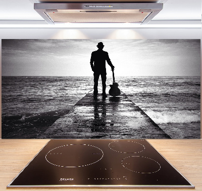 Spatscherm keuken Gitarist op de pier