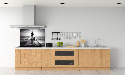 Spatscherm keuken Gitarist op de pier