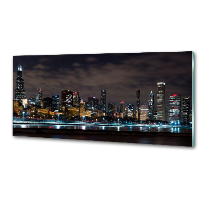 Glazen achterwand keuken Chicago 's nachts