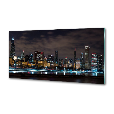 Glazen achterwand keuken Chicago 's nachts
