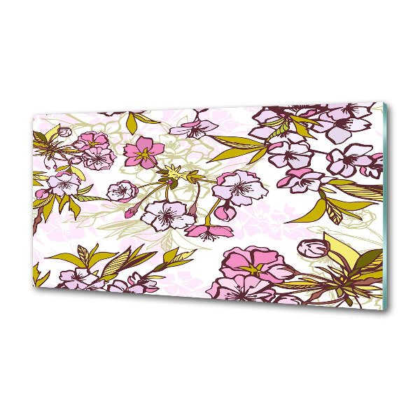 Glazen achterwand keuken Kersenbloesems