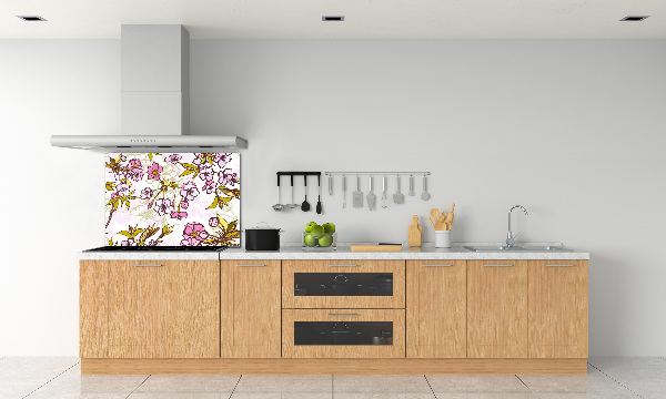Glazen achterwand keuken Kersenbloesems
