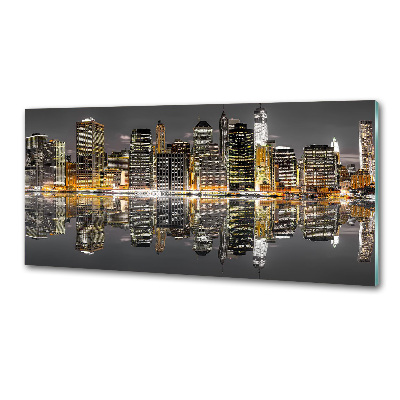 Spatscherm keuken New York 's nachts