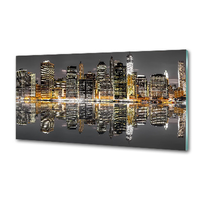 Spatscherm keuken New York 's nachts