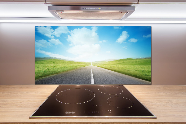 Spatplaat keuken De weg door de weide