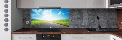 Spatplaat keuken De weg door de weide