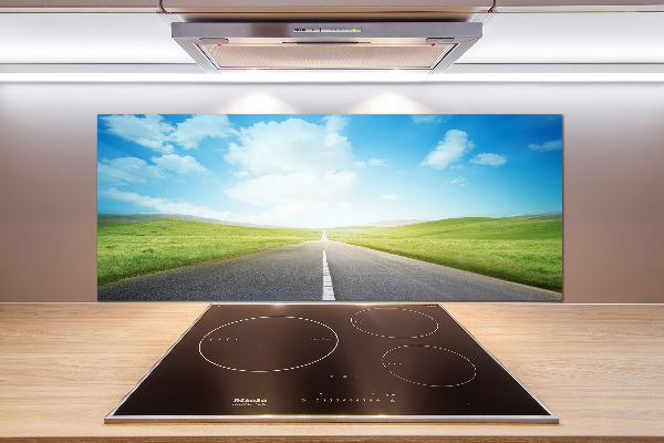 Spatplaat keuken De weg door de weide