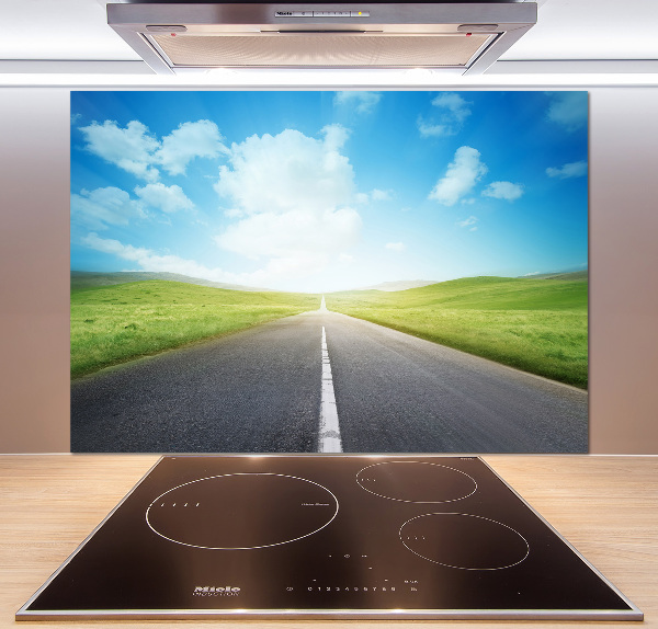 Spatplaat keuken De weg door de weide