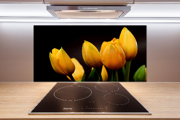 Spatscherm keuken Gele tulpen
