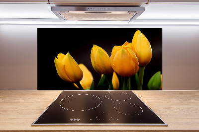 Spatscherm keuken Gele tulpen