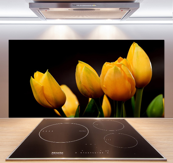 Spatscherm keuken Gele tulpen