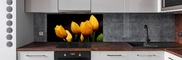 Spatscherm keuken Gele tulpen