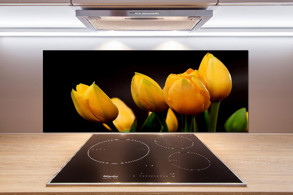 Spatscherm keuken Gele tulpen