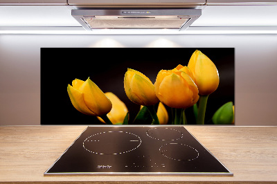 Spatscherm keuken Gele tulpen