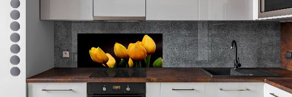Spatscherm keuken Gele tulpen
