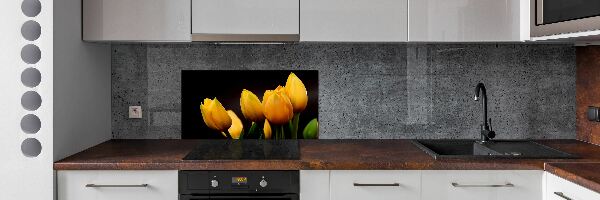Spatscherm keuken Gele tulpen